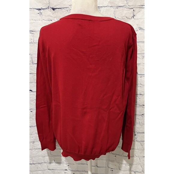 DKNY Womens Metallic Sequin Red Long Sleeve Cotton Sweater Size XL - Picture 5 of 7